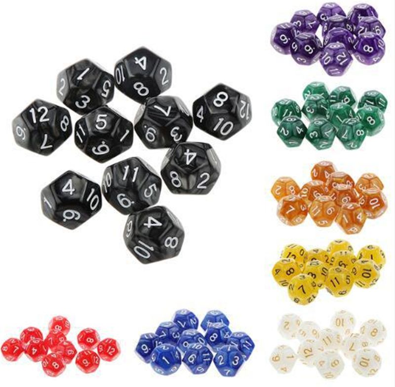 25 zählen Verschiedene Pack von 12 Seitige Würfel-Multi Farbige Sortiment von D12 95AE