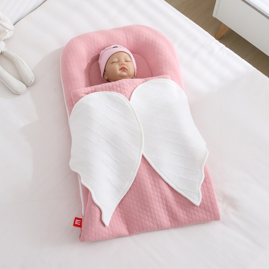 43x115cm mãe portátil abraço swaddle envolto berço para meninas meninos berços do bebê com anjo balanço cobertor cama: Pink