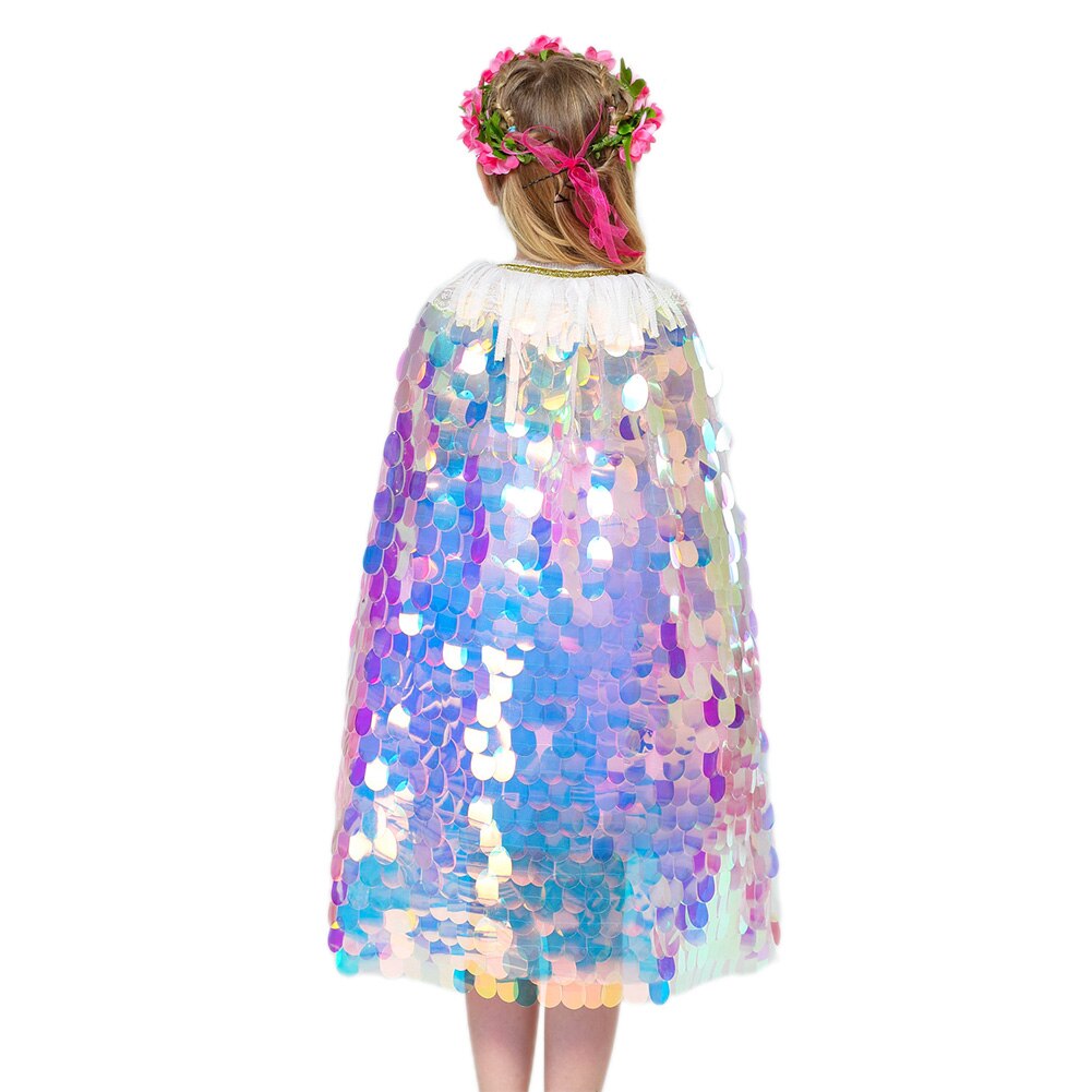 Baby pige havfrue kappe gradient kvast dekoration glitter paillet fødselsdagsfest cosplay kostume
