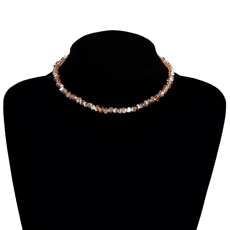 Gargantilla de cuentas irregulares de cristal de corte múltiple coreano para mujer, Collar de hueso Vintage transparente, joyería de cuello de: Color oro puro