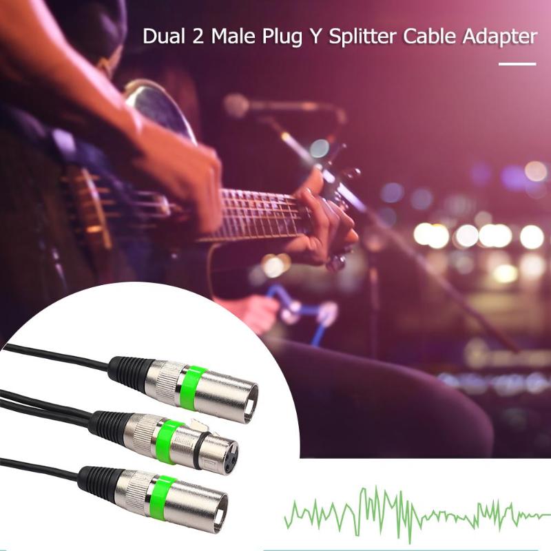 3Pin XLR Female Jack to Dual 2 Male Plug Y Splitter 30cm Adapter Cable Wire