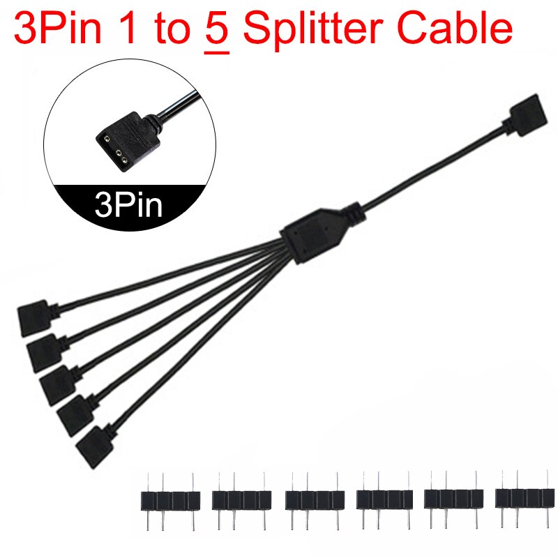 ARGB 5V 3Pin 12V 4Pin 30cm 50cm 1m 2m 3m 5m Verlängerungskabel Adapter 1 auf 1 2 3 4 5 Splitterkabel für MSI ASUS ASRock AURA LED: Gold