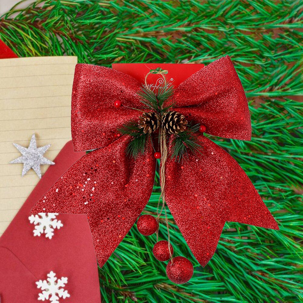 Christmas Bow Decorations Red Large Wreath Xmas Tree Embellishment Bow Tie for Wedding Festival Year Party