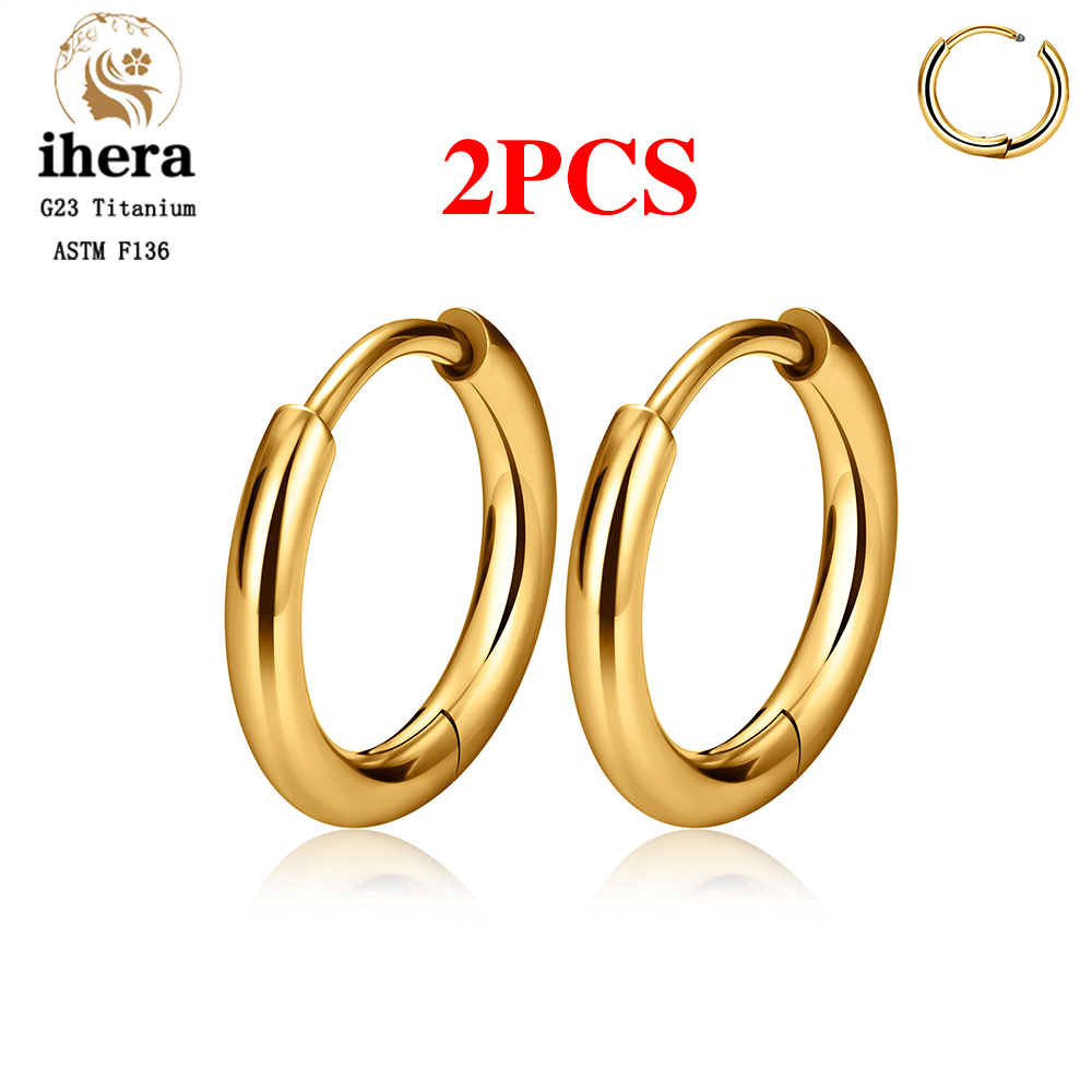 2/20 piezas G23 Piercing de titanio pendientes redondos aros con hebilla de oreja de circón mujeres oreja Tragus cartílago hélice Piercing joyería: Blanco / Color dorado