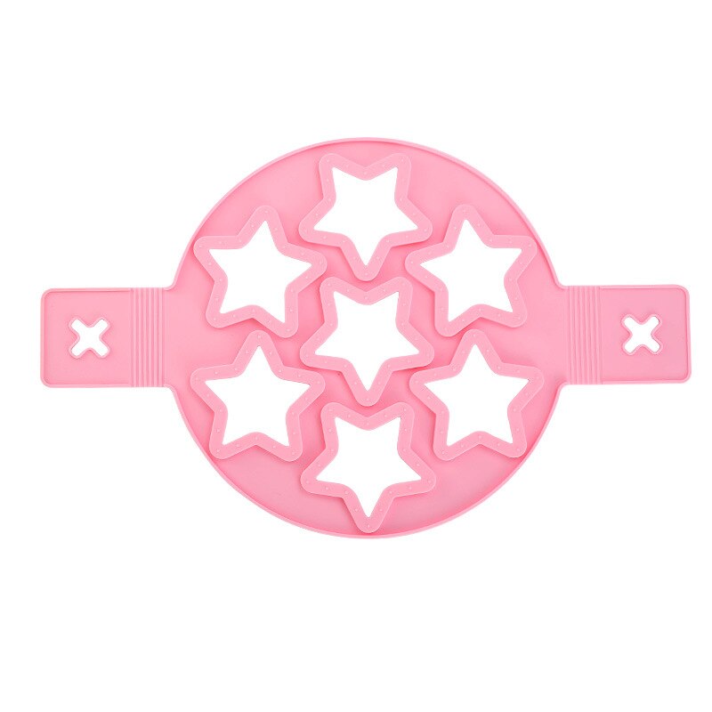 Silicone 7-hole Omelet Round Star Heart Pancake Mold Kitchen DIY Baking Gadgets: 7 hole star pink
