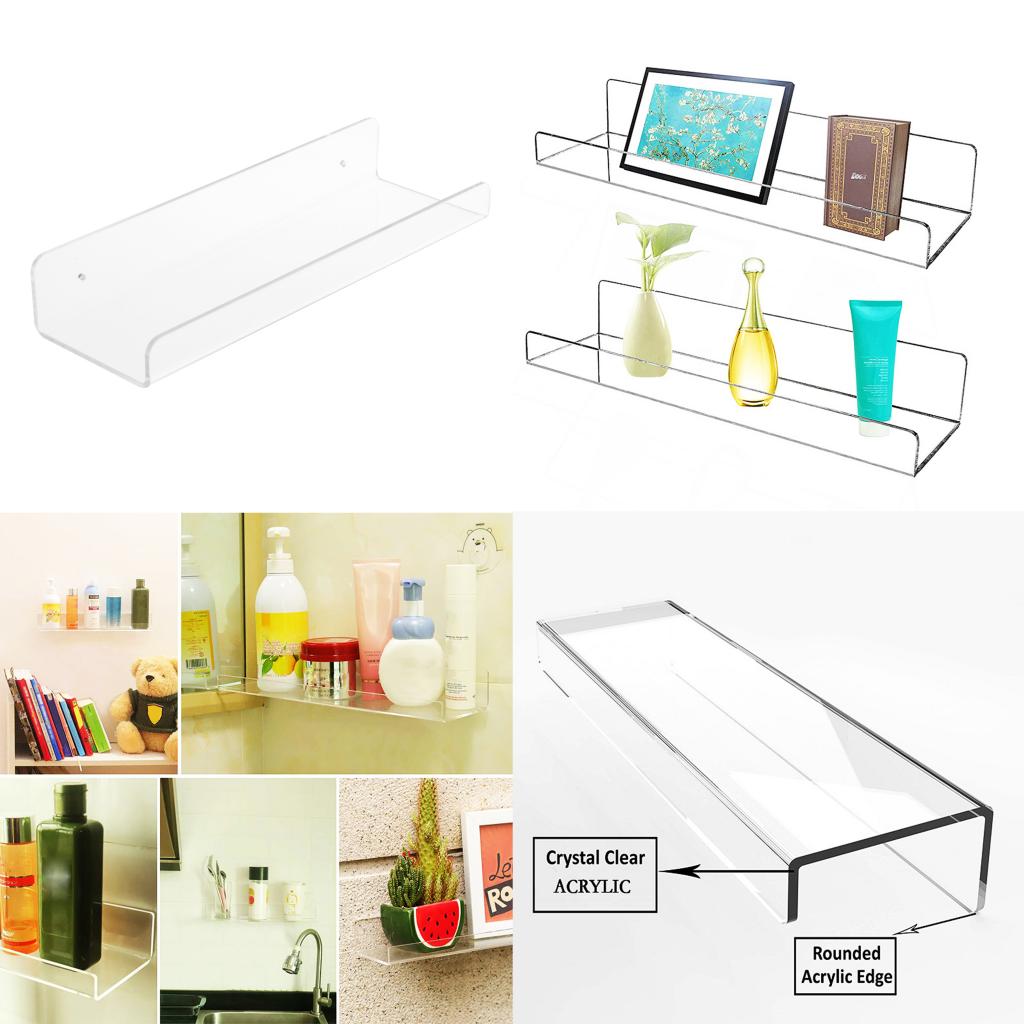 Transparent Acrylic Wall Shelf transparent wall-mounted shelf for bathroom, kitchen, living room or office storage and display