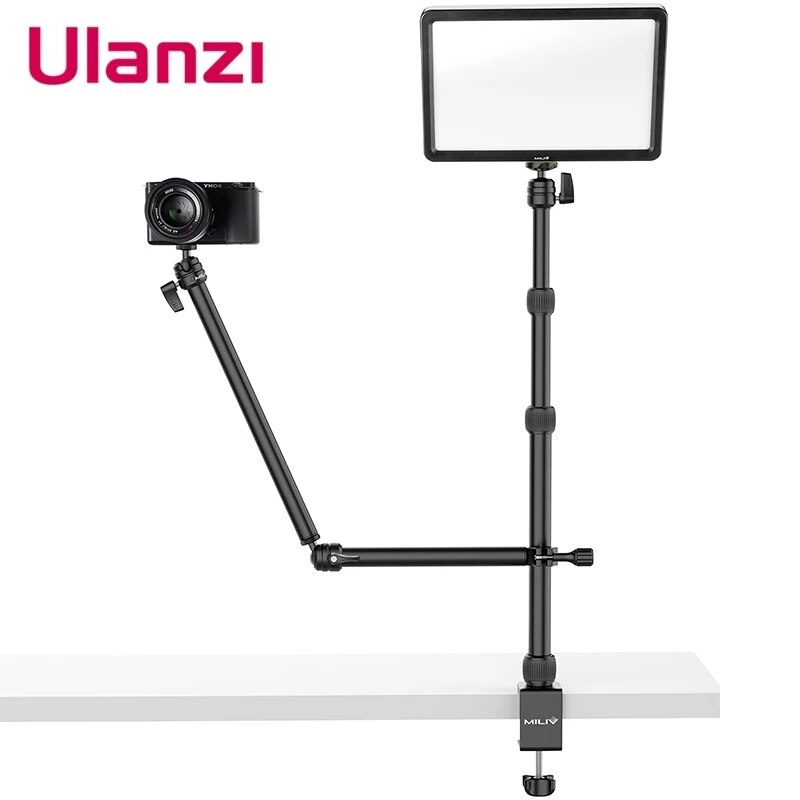 Ulanzi vijim ls11 ls10 suporte de montagem de mesa flexível auxiliar segurando braço aéreo câmera webcam tabela c-braçadeira anel suporte de luz