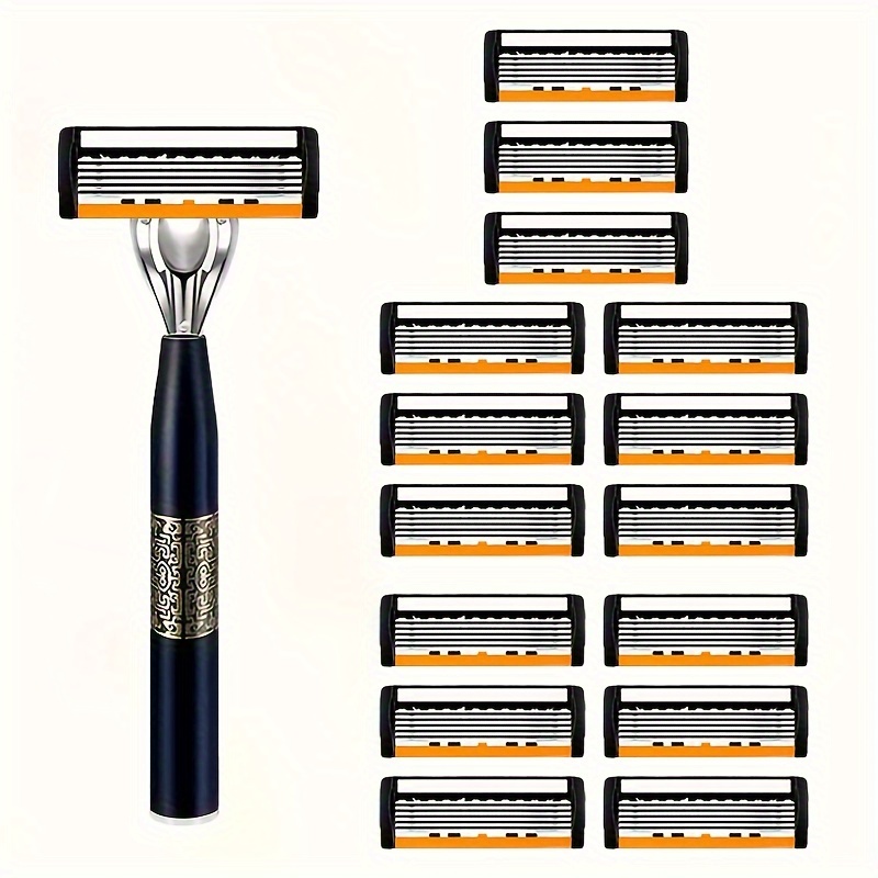 Maquinilla de afeitar clásica de seguridad de 6 capas para afeitado para hombres y depilación para mujeres, cuchillas de afeitar, afeitadora Manual: Rojo
