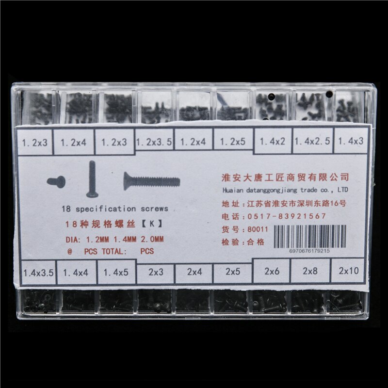 500Pcs 18 Types Mini screw DIY Kit Laptop Computer Assemble Repair Screw Fastener set: K