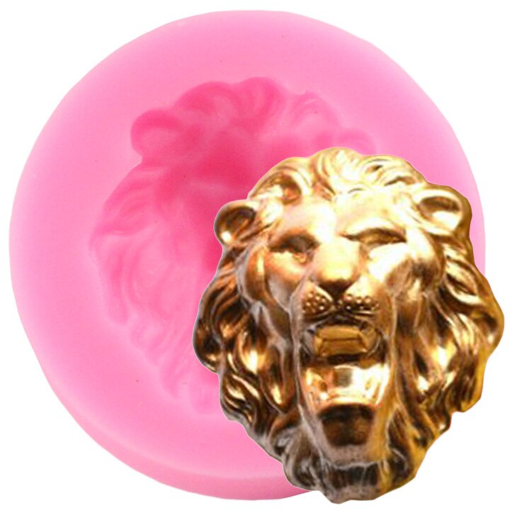 Moule 3D en Silicone à tête de Lion pour Fondant, chocolat, animaux, bricolage, outils de décoration de gâteau d&#39;anniversaire pour bébé, moules en résine d&#39;argile: CD412