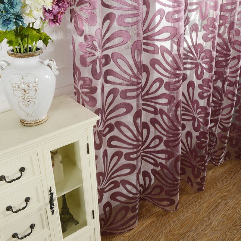 Cortinas transparentes de tul para ventana, visillo de Jacquard, geométrico, para dormitorio, sala de estar, 1 unidad