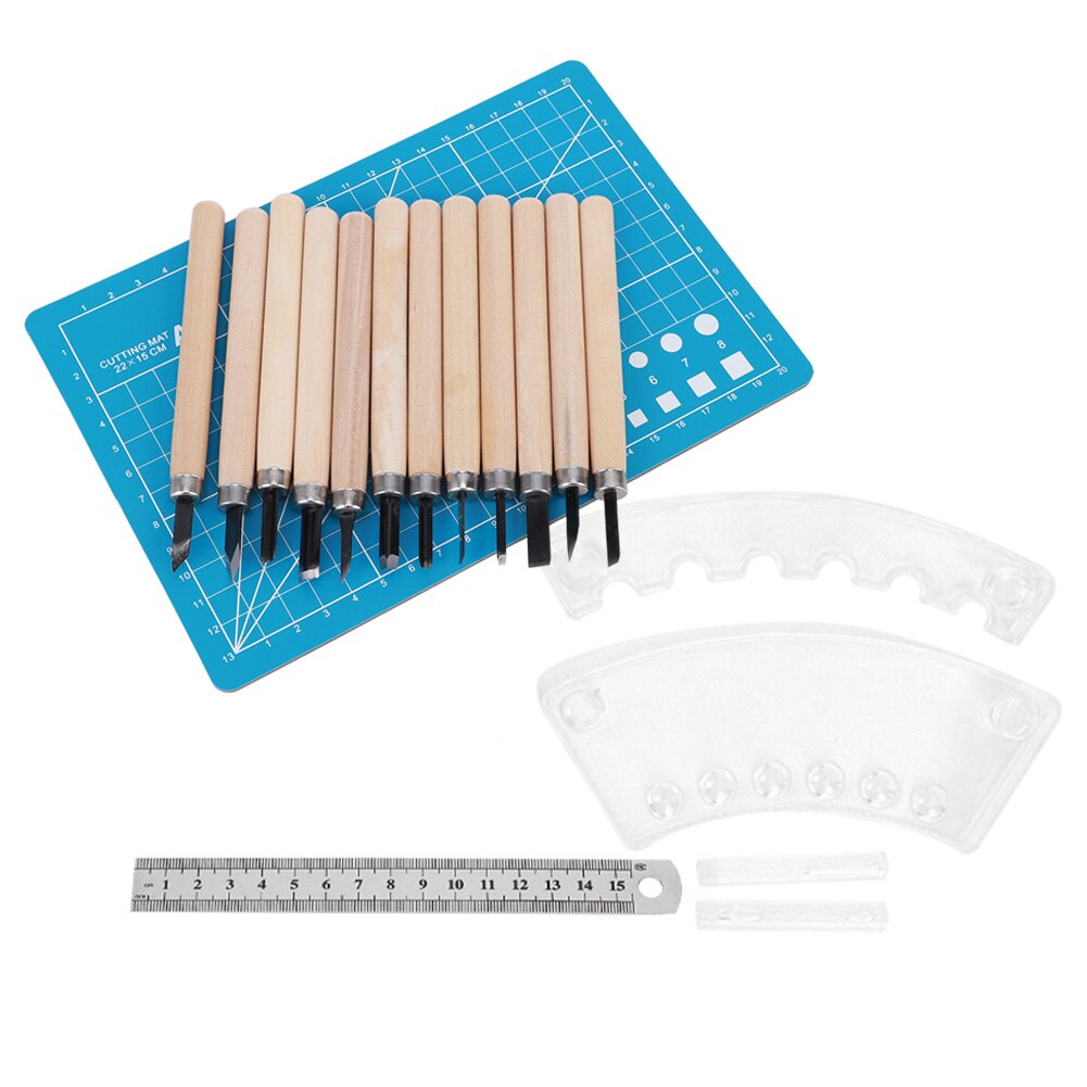 12 Piece Wood Carving Tool Chisel Set Woodworking Hand Tool Kit with B1 Stand for Carpenters Woodturners etc