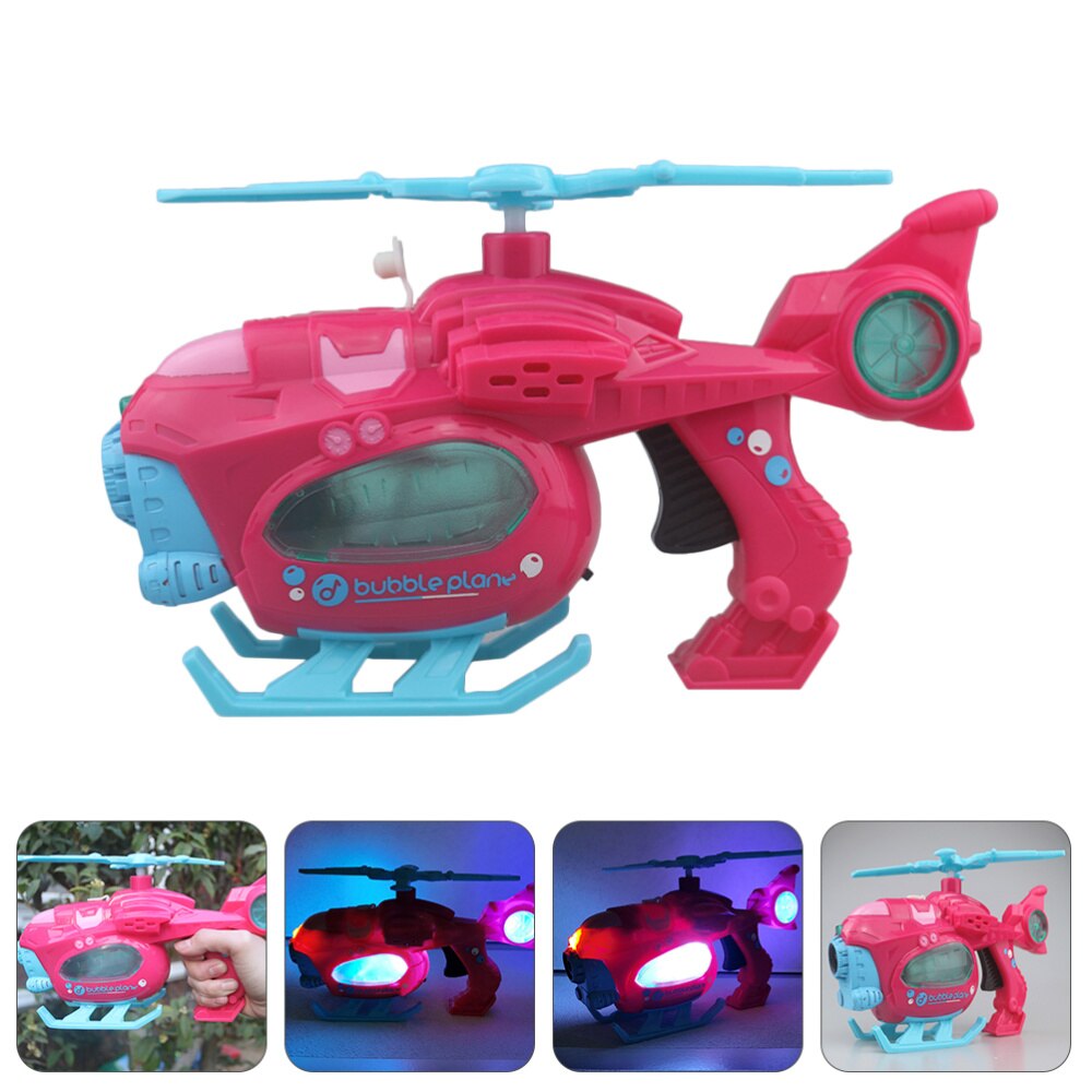 1 Set Helicopter Bubble Blower Electric Automatic Bubble Maker Battery: Pink