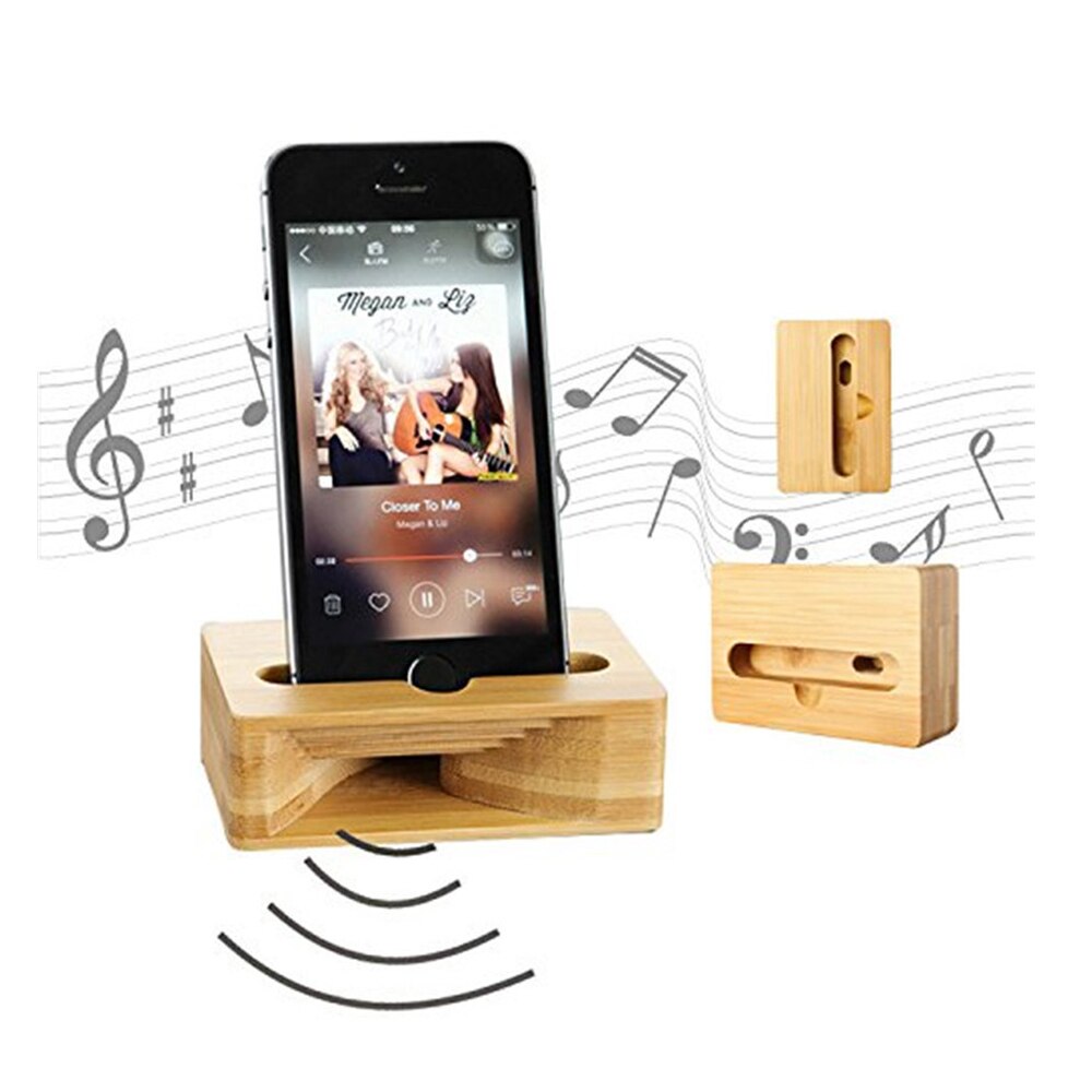 Mobiele Telefoon Luidspreker Bamboe Sound Versterker Luidspreker Voor Iphone Houten Houders Hout Desktop Stand