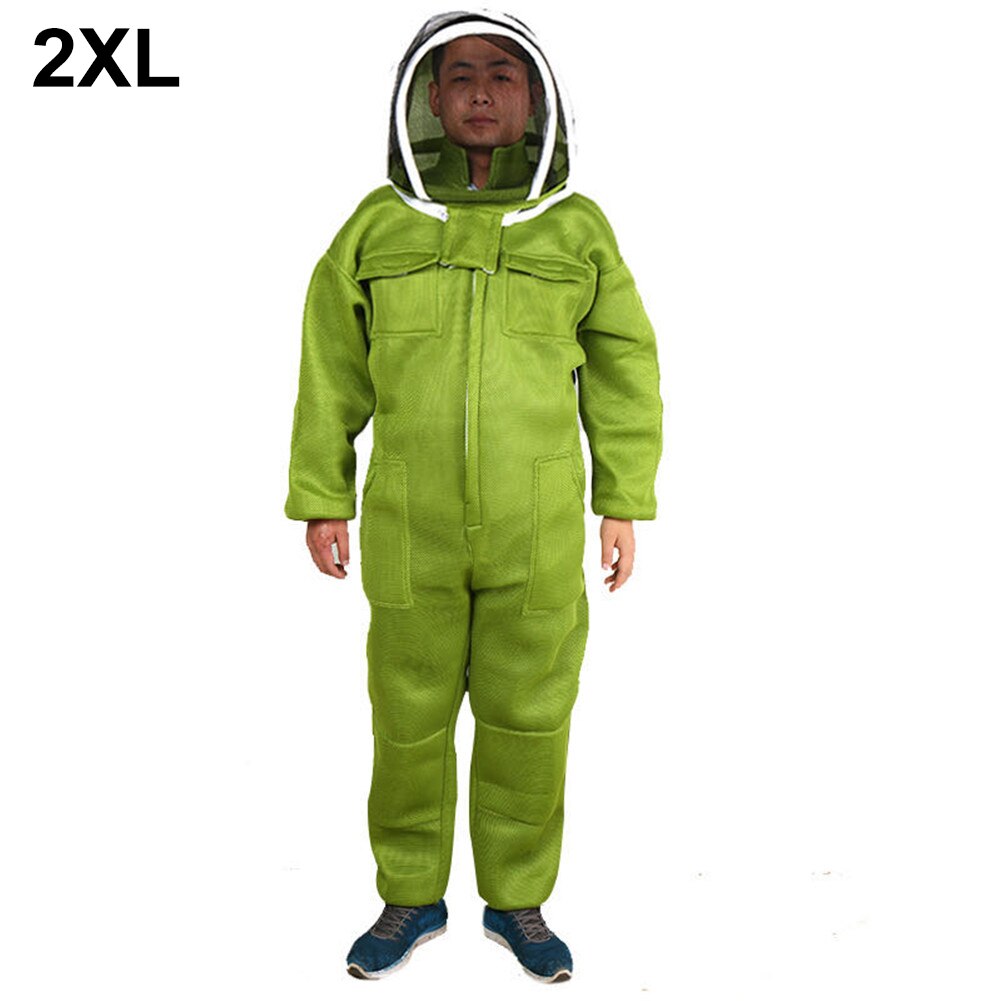 Novo profissional ventilado abelha apicultura de corpo inteiro mantendo terno com luvas de couro cor verde: Green / L