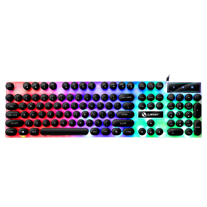 Retro Punk Waterproof Gaming Keyboard Mechanical Feel RGB Backlit Keyboard 104 Key USB Wired Game Keyboards for PC Laptop Gamers: DZ2008001Black
