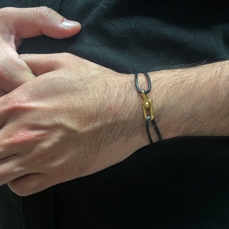 Zalman-pulsera con hebilla de herradura de bambú Simple, cinta trenzada, pulseras de cuerda ajustables DIY, joyería de acero inoxidable para hombres y mujeres