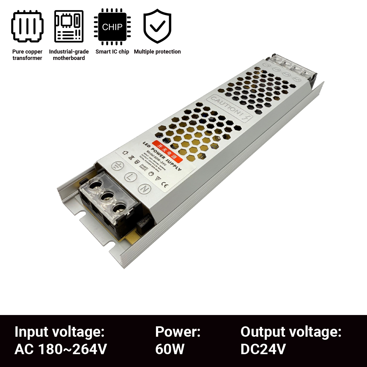 Ultradünner Treiber für LED-Streifen, Konstantspannungs-Netzteil, DC 12 V/24 V, Beleuchtungstransformatoren, Mini60 W, 100 W, 150 W, 200 W, 300 W, 400 W: Blau