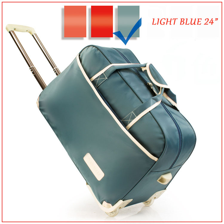 Neue Frauen Trolley Gepäck Roll Koffer Casual Verdickung Roll Fall Reisetasche auf Rädern Gepäck Koffer: Light blue 24