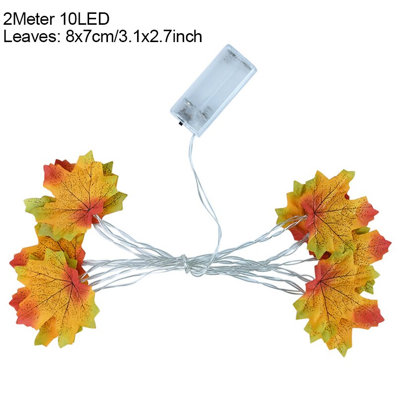 Guirnalda de Hojas de arce artificiales de otoño, decoración de guirnaldas de luces Led para Navidad, Acción de Gracias, decoración para fiestas para montar Halloween, 2M, 10Led: Style3