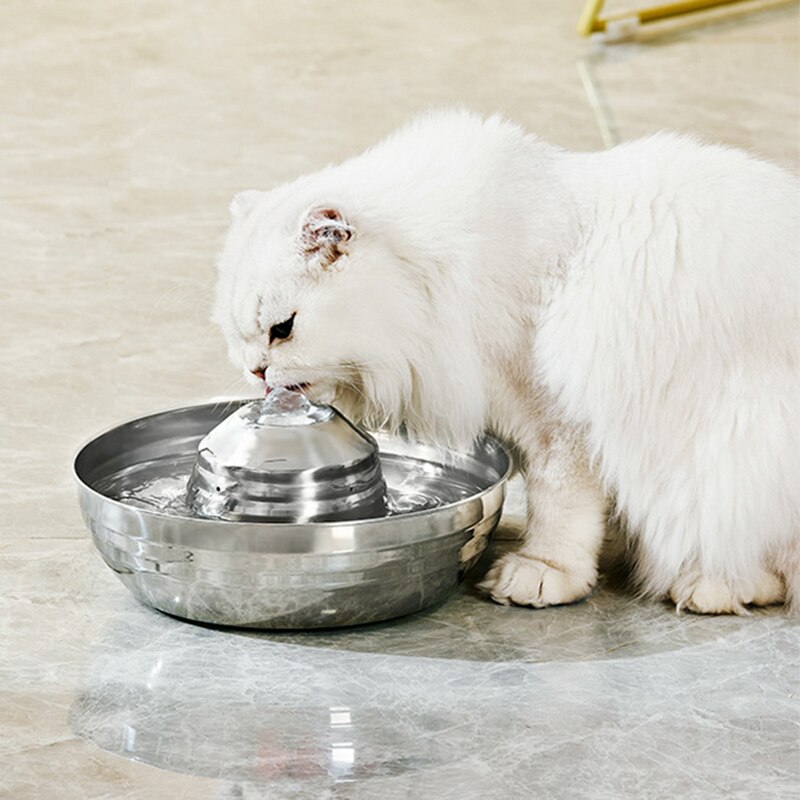 Stainless Steel Cat Fountain Filter Water Drinking Fountain Pet Cat Dog Ultra-Quiet Automatic Fountains and Filter Cats Drinker