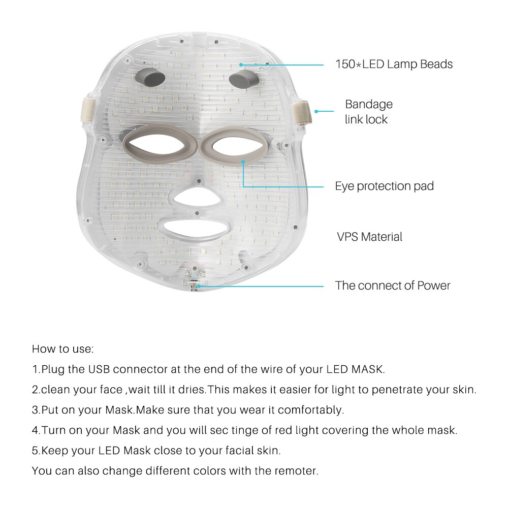 LED Facial Mask 7 Colors Led Mask Beauty Photon Electric Skin Rejuvenation Anti Wrinkle Photon Therapy Face Lifting Machine