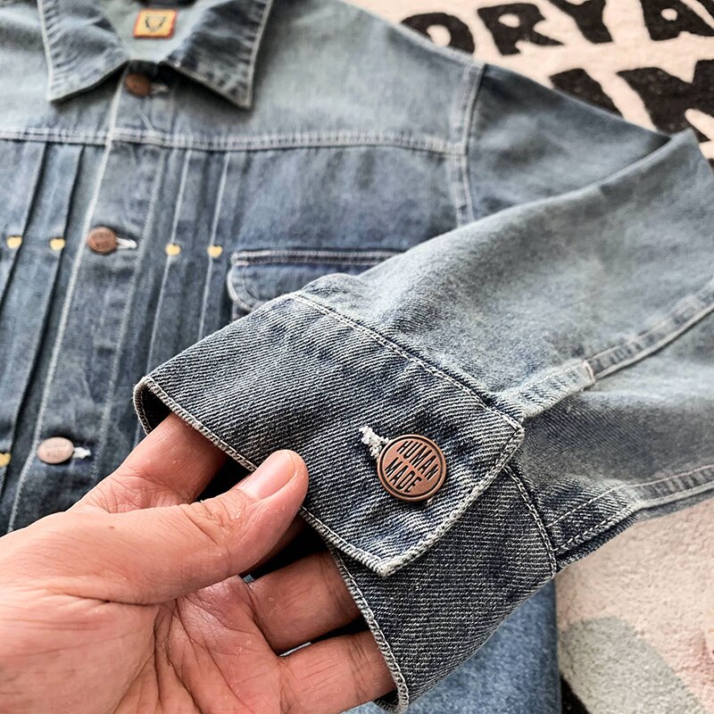 Chaqueta vaquera bordada hecha a mano para hombre y mujer, Top Vintage de tela vaquera hecha a mano, 1:1, primavera y otoño
