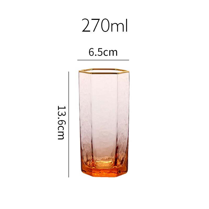 Japan Orange Color Wine Glass Geometric Hexagonal Champagne Goblet Tequila Whiskey Wine Glasses Home Barware: ORANGE 270ml