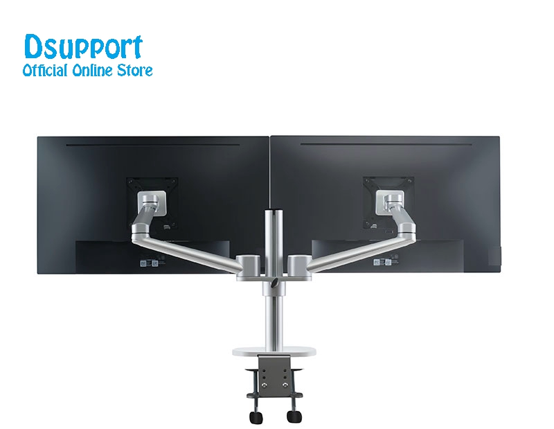 Bras de support de moniteur en aluminium, hauteur réglable 17-32 pouces, double écran, mouvement complet