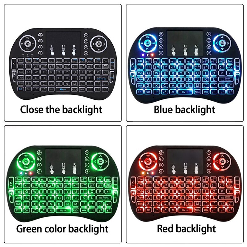 Trådløst tastatur baggrundsbelyst  i8 engelsk russisk luftmus tastatur 2.4 ghz luftmus med fjernbetjening til android tv box laptop