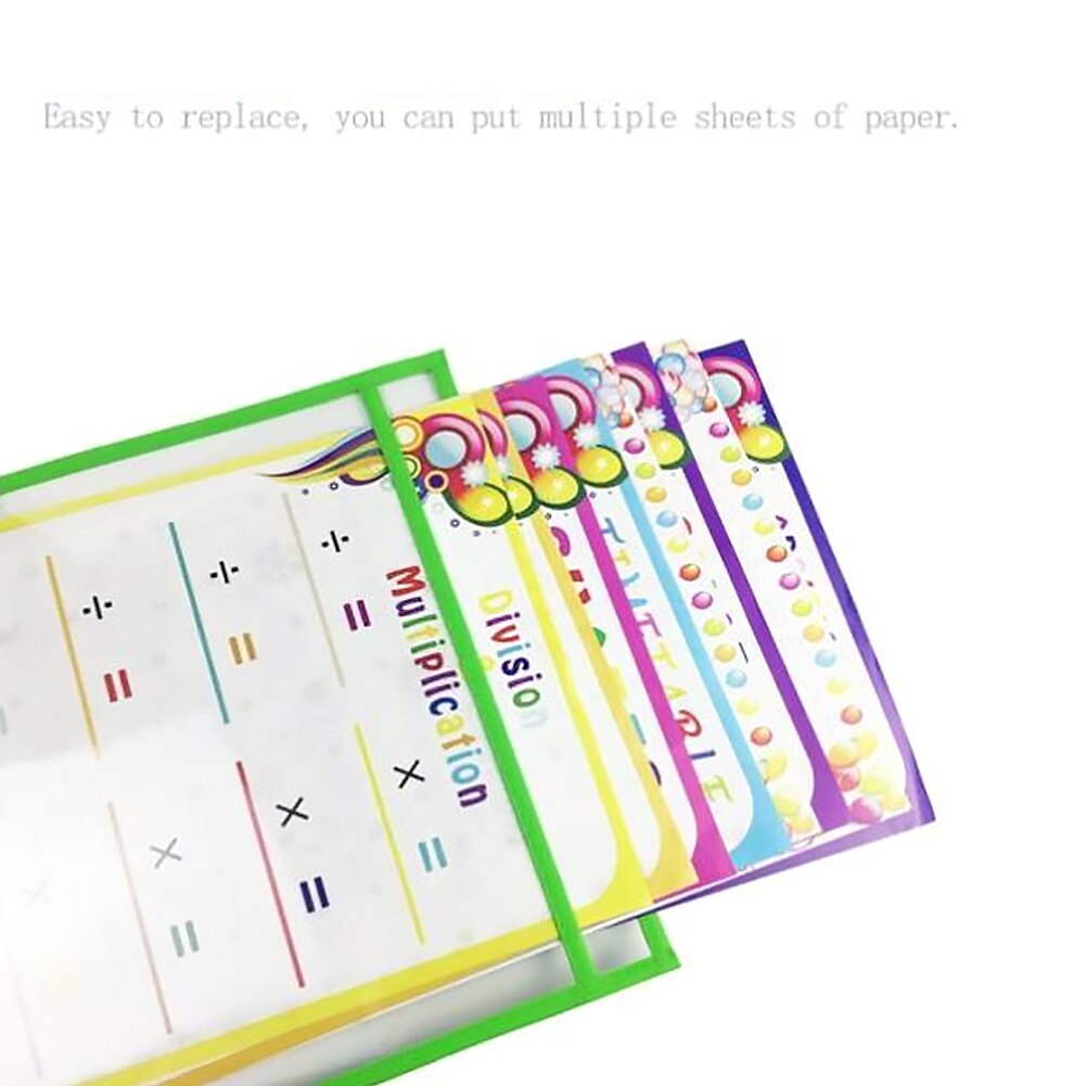 12pcs Reusable Dry Erasable Pockets Transparent Write And Wipe Drawing Board Dry Brush Bag File Pocket For Teaching Kids Pastels