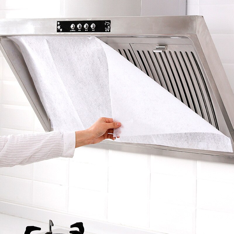 2Bag=4PCS Range Hood Filter Paper Cooking Grease Nonwoven Clean Filter Kitchen Oil Filter Tools with 8PCS Magic Stickers