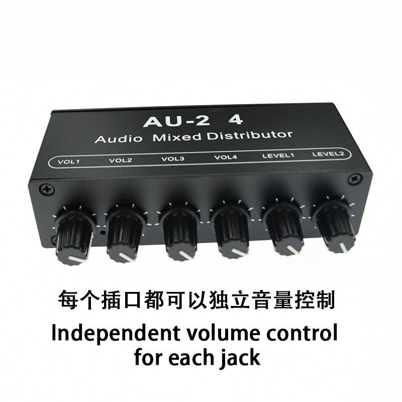 Mikser Audio Stereo dystrybutor przełącznik wyboru sygnału 2 wejście 4 wyjście aux 3.5 MM indywidualnie steruje wzmacniaczem słuchawek