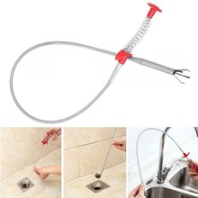 Verkoop 60Cm Buigbare Pijp Cleaner Sink Schoonmaken Haak Riool Hair Stoppers Baggeren Tool Lente Pijp Afvoer Remover Keuken pijp