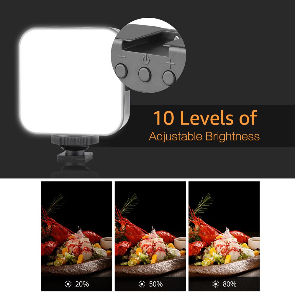 Andoer Smartphone Video Cage Kit Including 2pcs Mini LED 6500K Fill Lights + Mini Microphone Handheld Smartphone Video Bracket