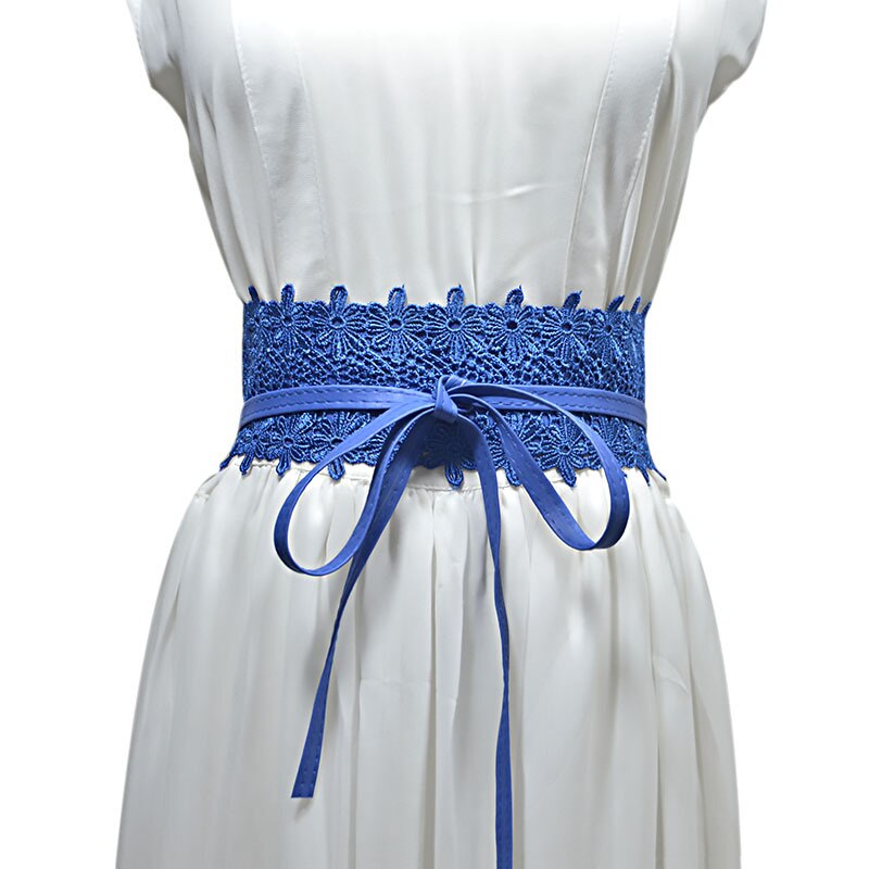 PU cuir dentelle Corset ceintures pour femmes rouge jaune noir large taille ceinture dames robe Starps ceinture 15 couleurs: Deep Blue