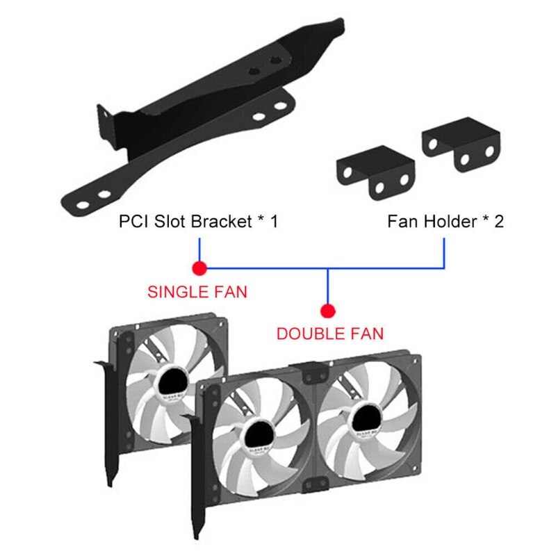 Voor Video Kaart Diy Ondersteuning Pci Slot Bracket Installeren Dual Fan Mount Rack