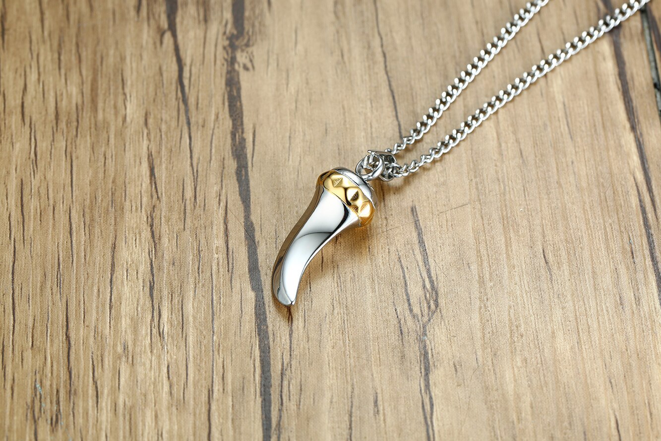 FXM CCE76 edelstahl halskette mann frau 40mm Hund zahn form rose farbe liebhaber frauen Korea stil