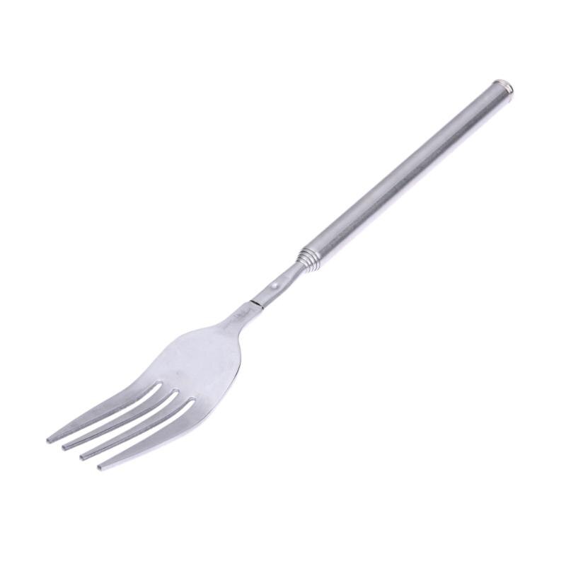 Tenedor largo extensible de 22-64cm para fruta de cena, postre, tenedor telescópico de acero inoxidable, cubiertos, utensilios de cocina, accesorios para barbacoa