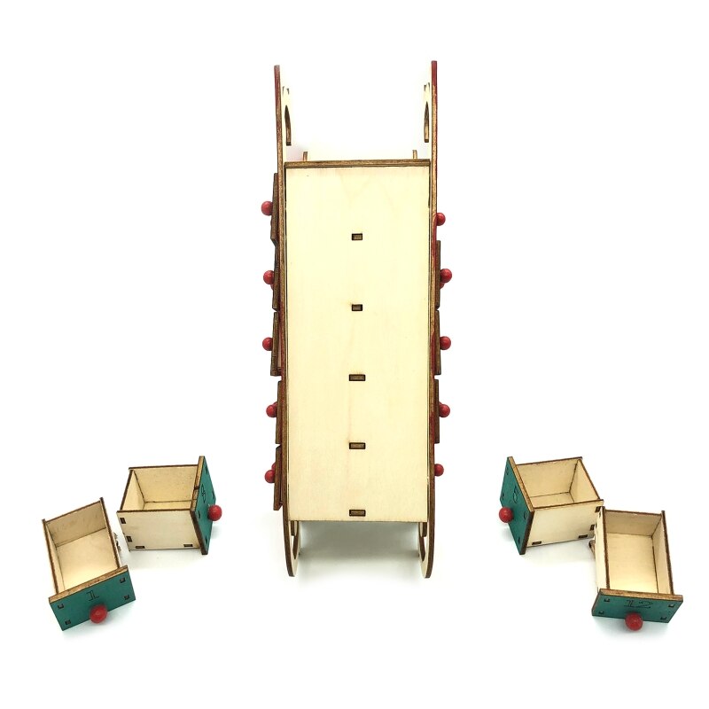 Christmas Sleigh Tree Wooden Advent Calendar Countdown LED Party Decor 24 Drawer