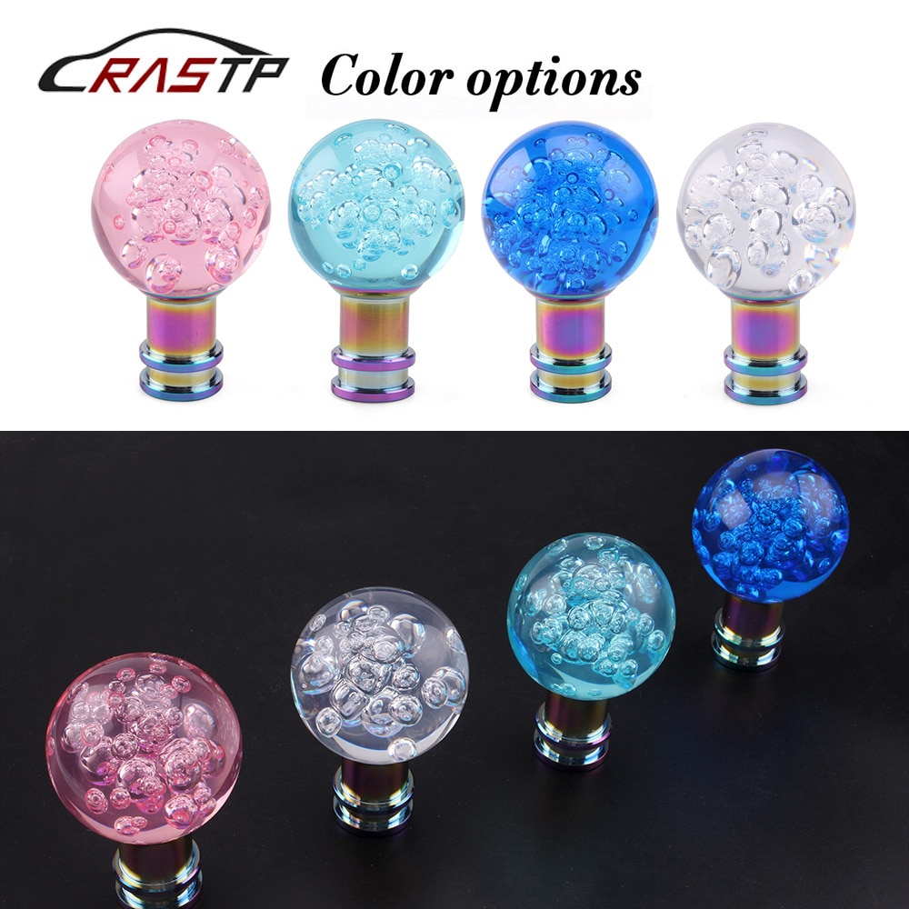 Car Manual Shift Knob Gear Shifter Head Shift Knob Stick Crystal Transparent Bubble Pink Blue White Gear Shift Knob RS-SFN081