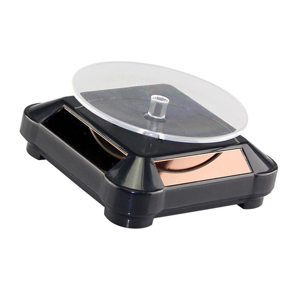 Solar Energy Electric Rotating Display Stand Tray Jewelry Accessories Prop Stand Phone Display Stand No Battery Included(Golden): Black