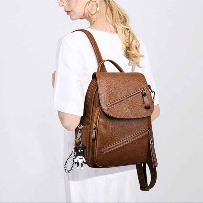 Vintage Kwasten Rugzak Vrouwen Retro Pu Leer Rugzak Grote Capaciteit Schooltas Voor Tiener Meisje Reizen