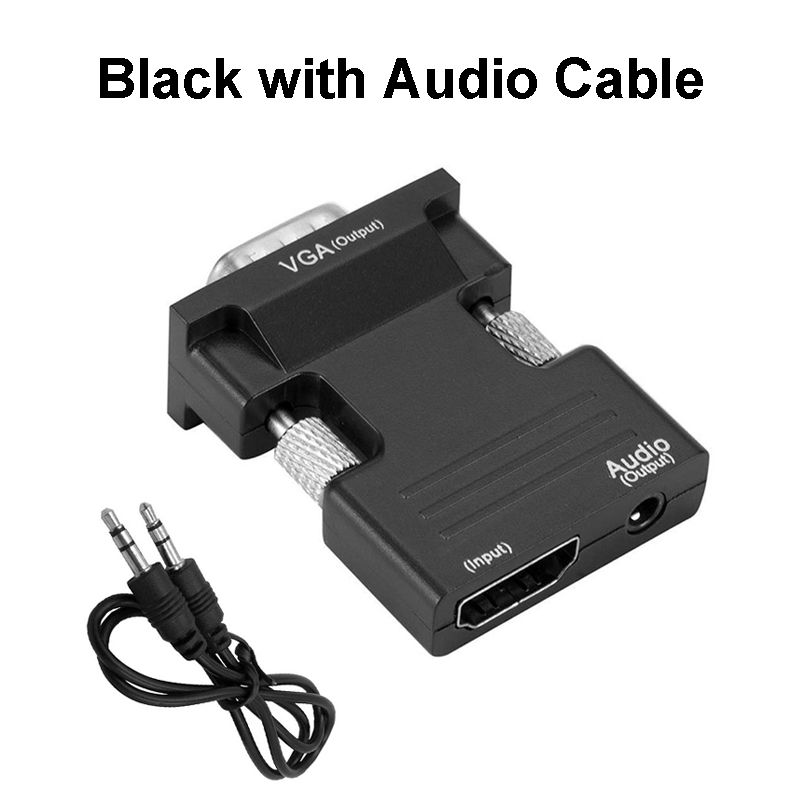 Hdmi-kompatibel till vga-adapter  hd 1080p med 3.5mm ljudkablar för pc, bärbar dator, tv-box, projektor, hdmi-kompatibel till vga-omvandlare: Glod
