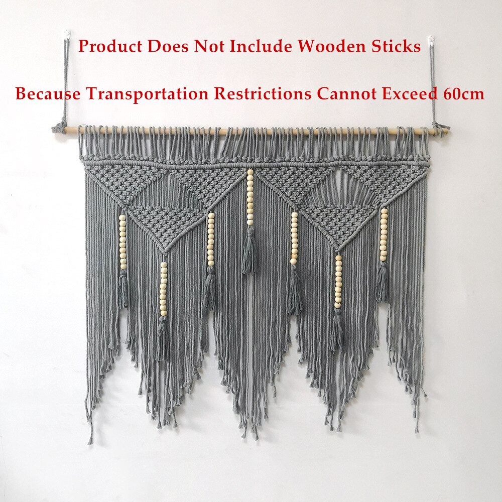 1 kpl iso makramee-seinävaate, boheemi geometrinen, käsintehty tupsukuvioinen kudottu seinävaate, boheemi, makuuhuone, olohuoneen sisustus: Harmaa