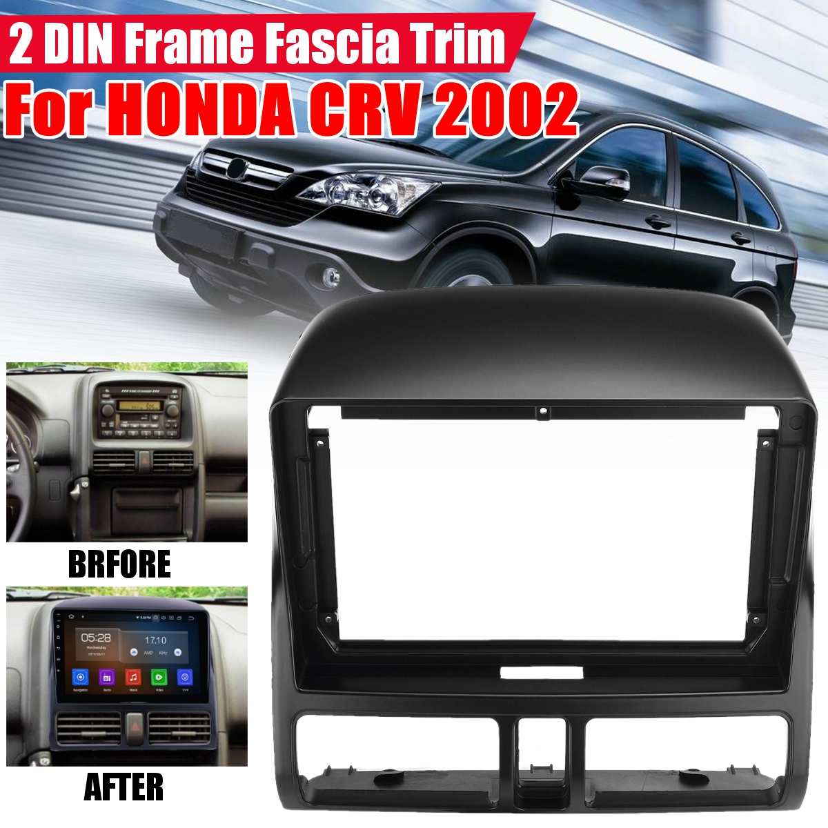 Car DVD/CD Radio Stereo 2 DIN Fascia Panel Refitting Frame Facia Trim Install Mount Kit Car Stereo Radio For HONDA CRV 2002: Default Title