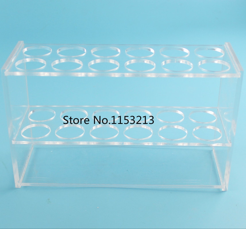 25ml*12-Holes organic glass Colorimetric tube rack 12 vents rectangle transparent Plexiglass Centrifuge test tube rack dia 21mm