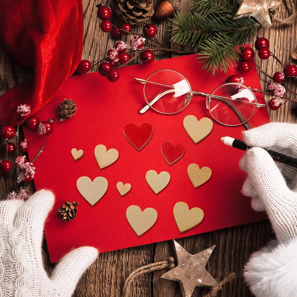 3-100 Uds. De corazones de madera sin terminar, rodajas de madera en blanco de 1cm-10cm, manualidades DIY, discos circulares de madera para pintura navideña, decoración de boda