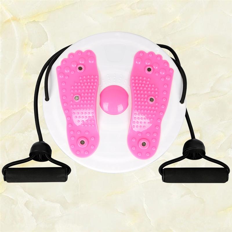Kvinner kroppsforming og midje vrimaskin fitness twister plate vribrett med tau (rosa)