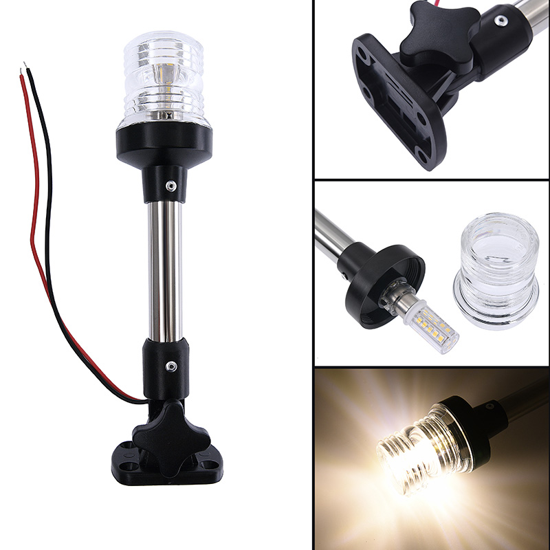 Fold Down LED Boat Navigation Light for Yacht Marine Stern Anchor Light 12~24 V Sailing Signal Light 4000~4500K Pure White: Model A  12inch